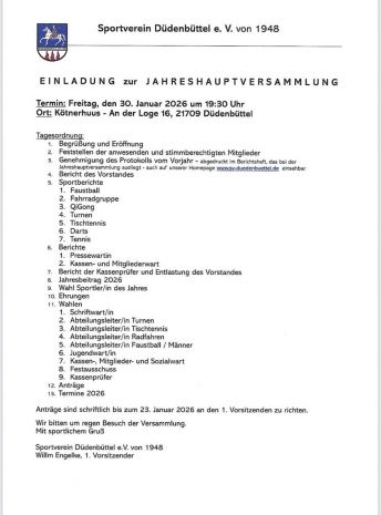 Einladung JHV 2026